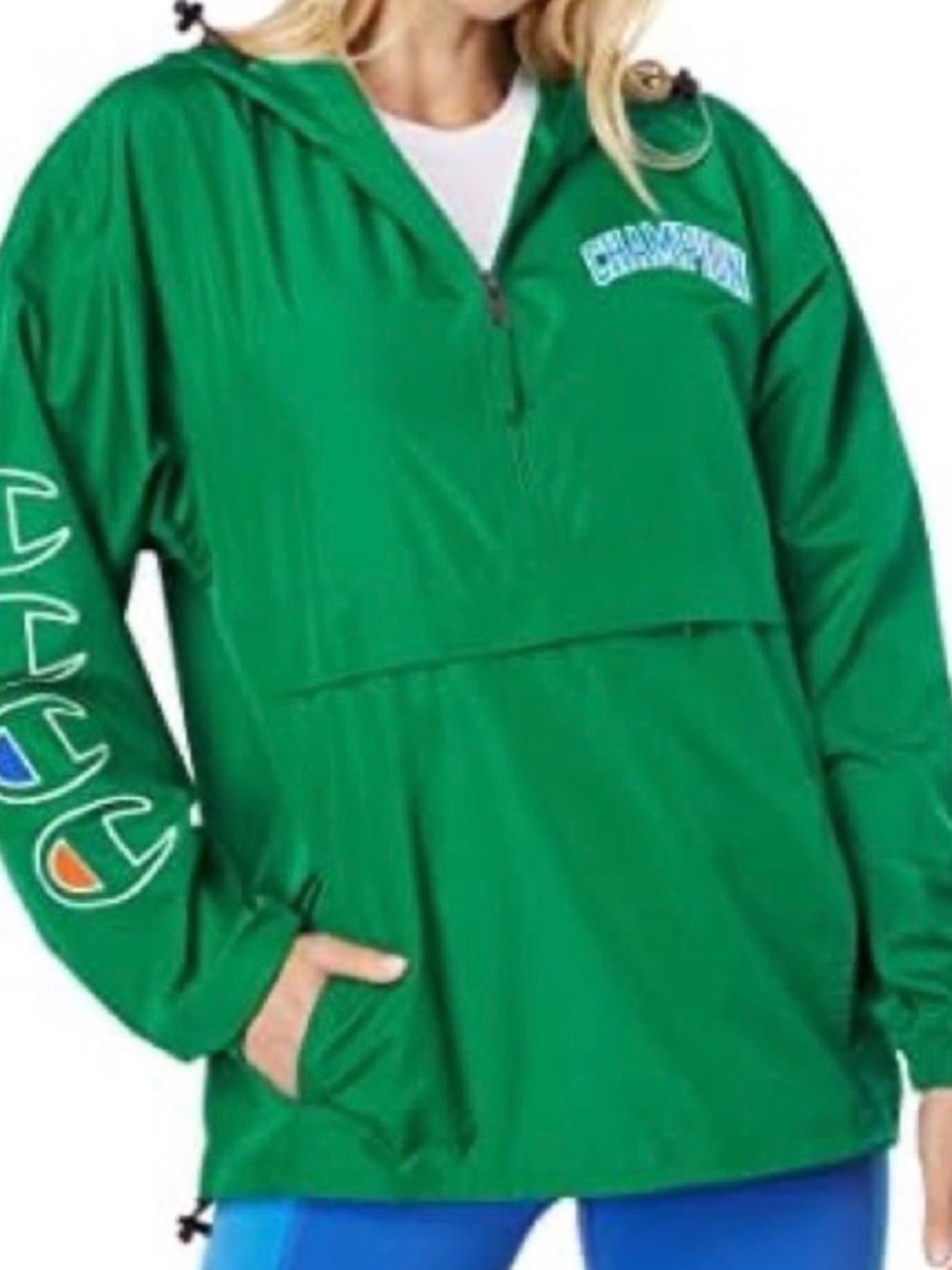 Champion Women’s Packable windbreaker Jacket in Emerald Green size Small